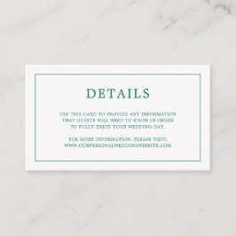 Enkel Emerald Grönt Monogram Elegant bröllop Tilläggskort