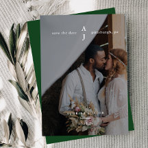 Enkel Emerald Grönt Photo Monogram Bröllop