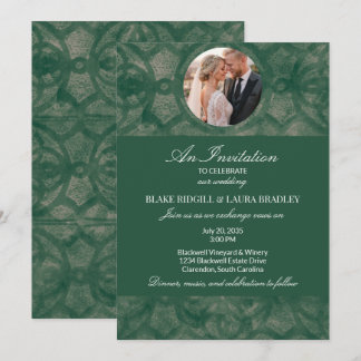 Enkel Emerald Lake Höst Batik Anpassad Foto Inbjudningar