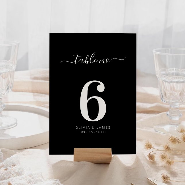 Enkel enfärgad svart bröllopsbordnummer bordsnummer (Simple Solid Color Black Wedding Table Number)