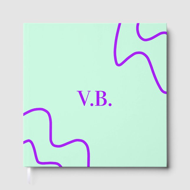 Enkel enfärgad text med namn monogram gästböcker (Framsida)