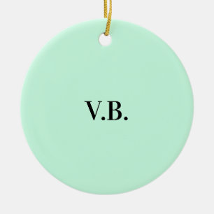 Enkel enfärgad text monogram julgransprydnad keramik