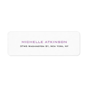 Enkel, enkel, minimalistisk Lavender White Modern Returadress Etikett