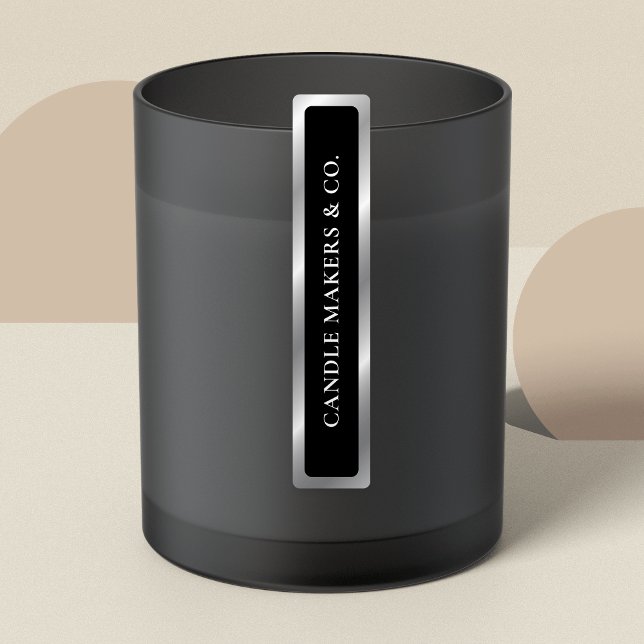 Enkel etikett för svart Silver, tjock stearinljus (Black and faux silver effect thin product labels, extra strong tamper-proof stickers)