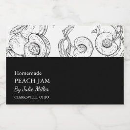 Enkel etikett för svartvitt persikor Sylt