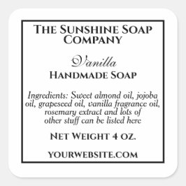 Enkel etikett för vit och svart tvål