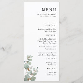 Enkel Eucalyptus Bröllop Menu Meny