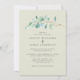 Enkel Eucalyptus Foliage Pastel Grönt Bröllop Inv Inbjudningar