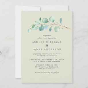 Enkel Eucalyptus Foliage Pastel Grönt Bröllop Inv Inbjudningar