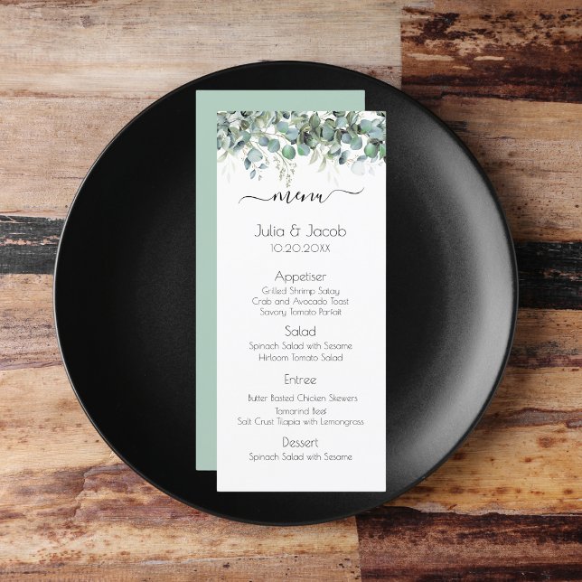 Enkel Eucalyptus Greenery-Bröllopsfest Meny (Simple Eucalyptus Greenery Wedding Party Supplies)
