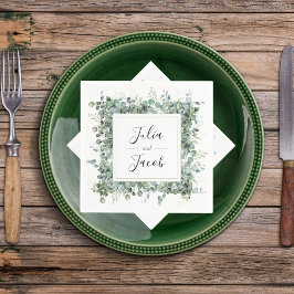 Enkel Eucalyptus Greenery-Bröllopsfest Pappersservett