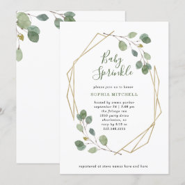 Enkel Eucalyptus Grey Geometric Baby Sprinkle Inbjudningar