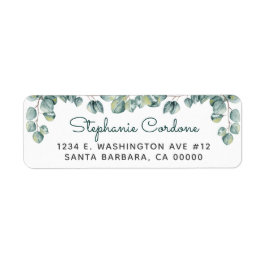 Enkel Eucalyptus Grönt Vit Returadress Etikett