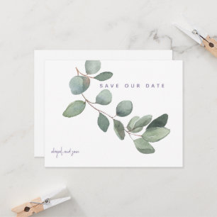 Enkel Eucalyptus Lavender Bröllop spara datum
