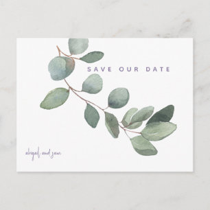 Enkel Eucalyptus Lavender Bröllop spara datum Vykort