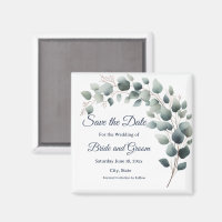 Enkel Eukalyptus Bröllop Save the Date Magnet