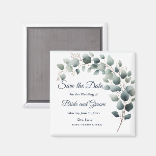 Enkel Eukalyptus Bröllop Save the Date Magnet