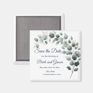 Enkel Eukalyptus Bröllop Save the Date Magnet
