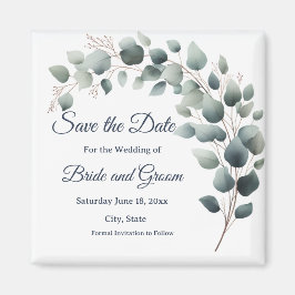 Enkel Eukalyptus Bröllop Save the Date Magnet