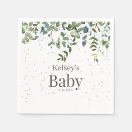 Enkel eukalyptus Greenery Baby Shower Napkins Pappersservett