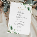 Enkel eukalyptus Greenery Elegant bröllop Meny<br><div class="desc">Den här anpassade Menu-mallen är designad att samordna med vår Moody Grey bröllop-samling och har ett guld-geometriskt ram accenterat med vattenfärgen eucalyptus greenery grenar,  med guld och grått-text. Om du vill göra avancerade ändringar väljer du alternativet "Klicka för att anpassa ytterligare" under Anpassa den här mallen.</div>