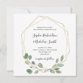 Enkel eukalyptus Greenery | Geometric Bröllop Inbjudningar
