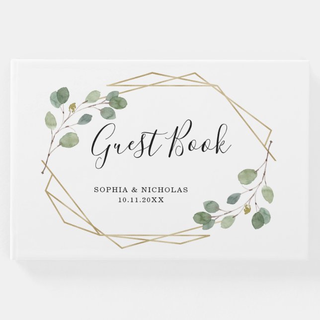 Enkel eukalyptus Greenery | Geometrisk Gästböcker (Framsida)