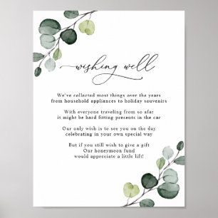 Enkel eukalyptus Greenery Gifts Wishing well Sign Poster