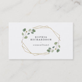 Enkel eukalyptus Greenery | Guld Geometric Visitkort
