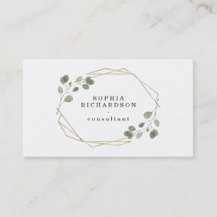 Enkel eukalyptus Greenery Guld Geometric Visitkort