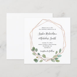 Enkel eukalyptus Greenery | Ro Guld Geo Bröllop Inbjudningar
