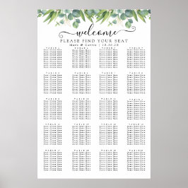 Enkel Eukalyptus Grönska Bröllops Sittplatskarta Poster