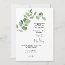 Enkel eukalyptus Modern båda föräldrarna Bröllop Inbjudningar
