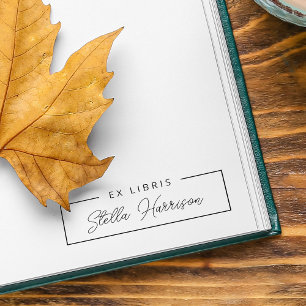 Enkel EX LIBRIS Handskriven Skriptnamn Självfärgande Stämpel