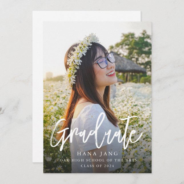 Enkel examensbild Klass 2025 Inbjudningar (Fram/baksida)