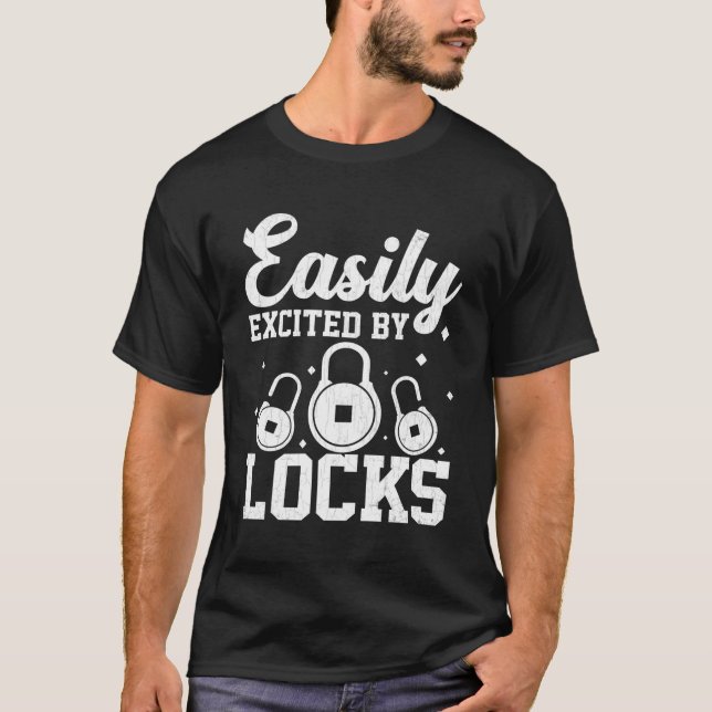 Enkel exciterad av Locks Locksmithing Locksmith Lo T Shirt (Framsida)