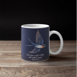 Enkel fågelcitattblått för Elegant Kaffemugg