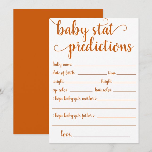 Enkel fallförutsägelse | Kortet orange Inbjudningar (Fram/baksida)