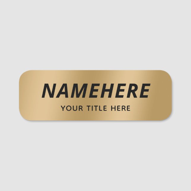 Enkel Falsk Guld Titel Säkerhetsnål Magnetisk Namnbricka (Framsida)
