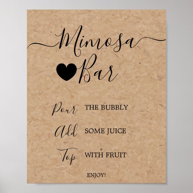 Enkel Falsk Kraft Kalligrafi Mimosa Barskylt Poster (Framsidan)