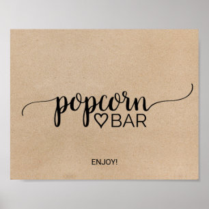 Enkel Falsk Kraft Kalligrafi Popcorn Bar Skylt