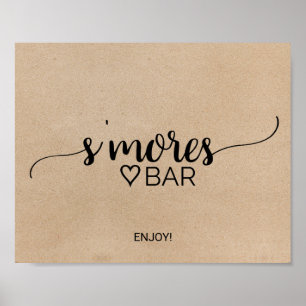 Enkel Falsk Kraft Kalligrafi S'mores Barskylt Poster