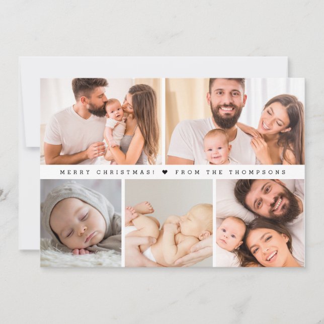 Enkel familjefoto Grid Collage God Jul  Inbjudningar (Framsida)