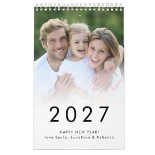 Enkel familjefoto per månad Namn 2027 Kalender