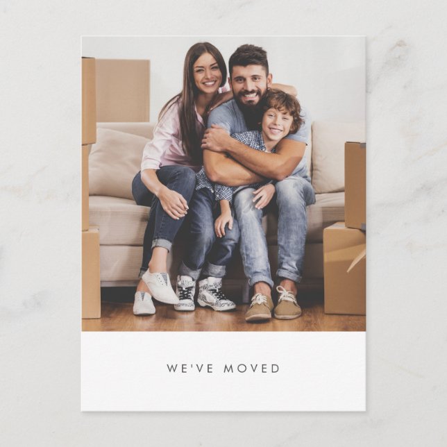 Enkel familjefoto Vi har flyttat New Home Adress Vykort (Framsida)