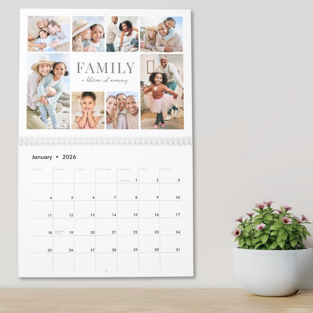 Enkel familjefotocollage kalender (Simple Family Photo Collage Calendar )