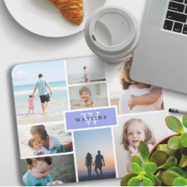 Enkel familjs fotosamling och Lila Monogram Musmatta