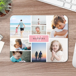 Enkel familjs fotosamling och Rosa Monogram Musmatta