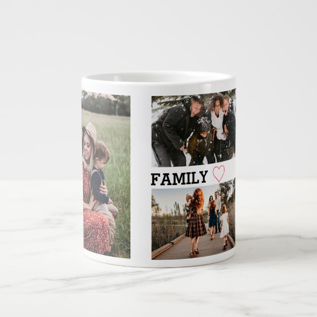 Enkel familjs trefoto jumbo mugg (Framsidan)