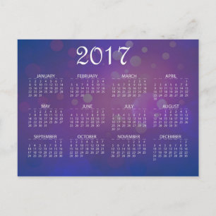 Enkel färgad 2017 års nyårskalender helg vykort